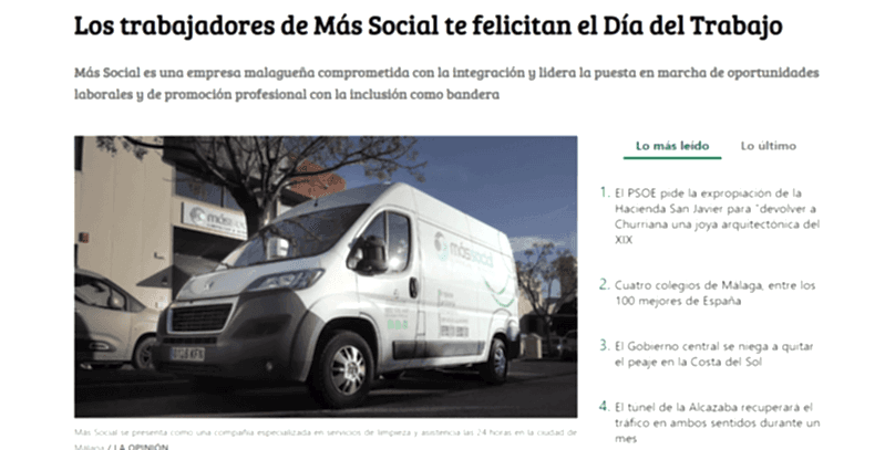 Los trabajadores de Más Social te felicitan el Día del Trabajo